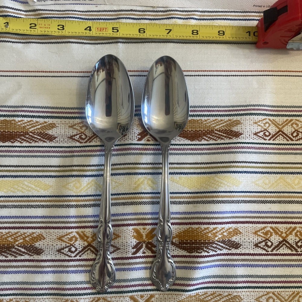 Vintage‎ William Roberts Royal Manor Stainless Steel Solid Serving Spoons (2)
